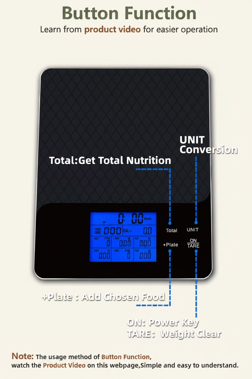 Button Function - Smart Nutrition Scale